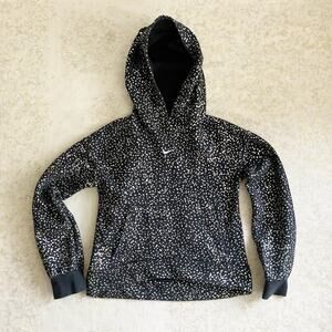 Nike Girls S Small Hoodie Metallic Silver Star Print Black Long Sleeve